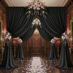 30x10ft Black Backdrop Curtain Panels for Parties - Wrinkle Free Polyester Photo Curtain Backdrop Wedding Back, alternate