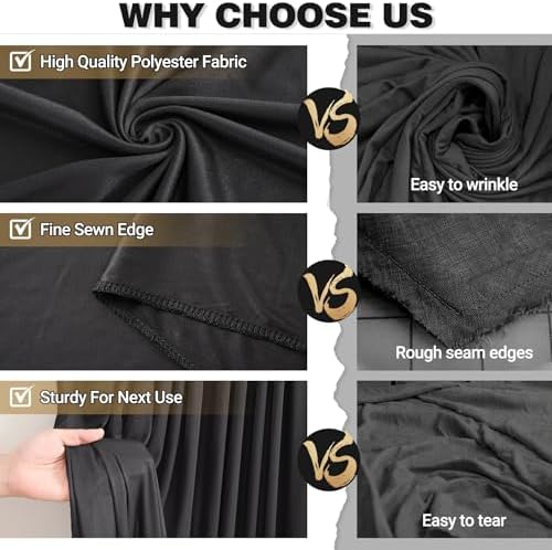 30x10ft Black Backdrop Curtain Panels for Parties - Wrinkle Free Polyester Photo Curtain Backdrop Wedding Back, alternate