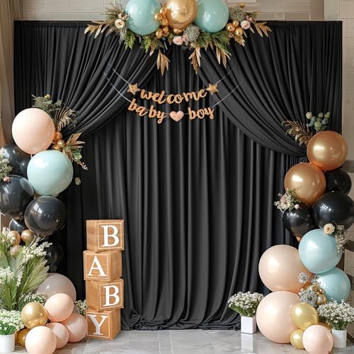 30x10ft Black Backdrop Curtain Panels for Parties - Wrinkle Free Polyester Photo Curtain Backdrop Wedding Back, alternate