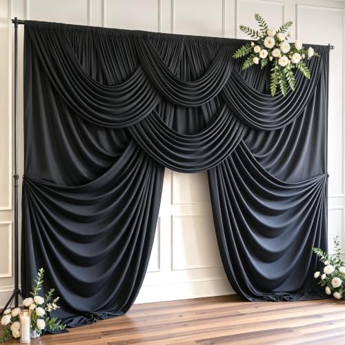 30x10ft Black Backdrop Curtain Wrinkle Free Photo Backdrop Drapes for Wedding Party Birthday Baby Shower