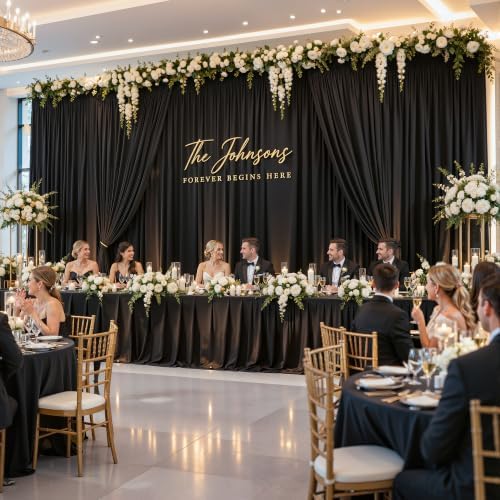30x10ft Black Backdrop Curtain Wrinkle Free Photo Backdrop Drapes for Wedding Party Birthday Baby Shower, alternate view 2