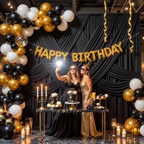 30x10ft Black Backdrop Curtain Wrinkle Free Photo Backdrop Drapes for Wedding Party Birthday Baby Shower, alternate view 4