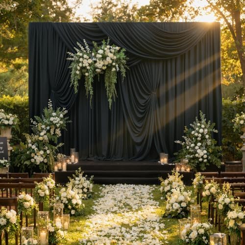 30x10FT Black Backdrop Curtains, Polyester Back Drop for Halloween in 30x10FT