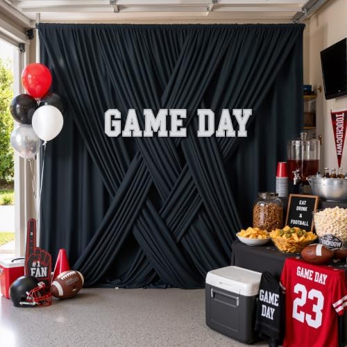 30x10FT Black Backdrop Curtains, Polyester Back Drop for Halloween in 30x10FT, alternate view 2