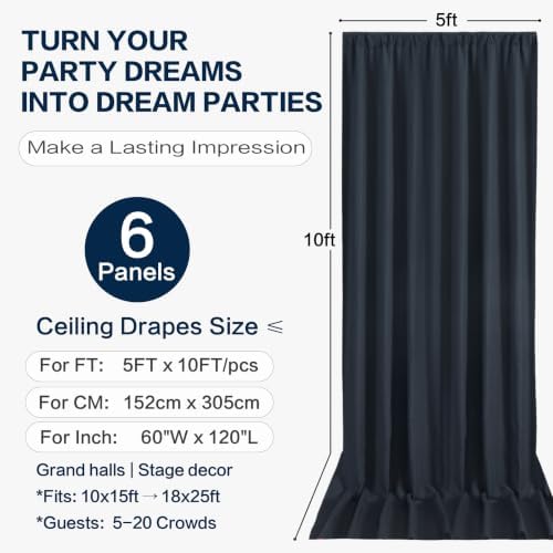 30x10FT Black Backdrop Curtains, Polyester Back Drop for Halloween in 30x10FT, alternate view 6