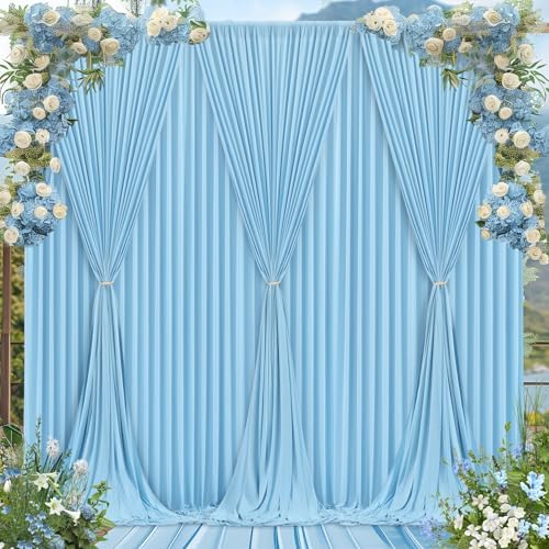 30x10ft Blue Backdrop Curtain Panels for Parties - Wrinkle Free Polyester Photo Curtain Backdrop Wedding Back
