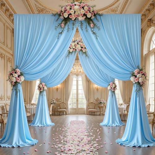 30x10ft Blue Backdrop Curtain Panels for Parties - Wrinkle Free Polyester Photo Curtain Backdrop Wedding Back, alternate view