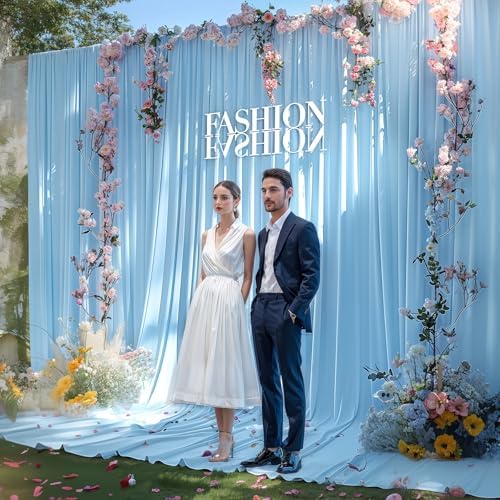 30x10ft Blue Backdrop Curtain Panels for Parties - Wrinkle Free Polyester Photo Curtain Backdrop Wedding Back, alternate view