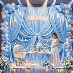 30x10ft Blue Glitter Backdrop Curtain for Parties, Wrinkle Free Satin Photo Backdrop Drapes 6 Panels 5x10FT, alternate view 4