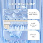 30x10ft Blue Glitter Backdrop Curtain for Parties, Wrinkle Free Satin Photo Backdrop Drapes 6 Panels 5x10FT, alternate view 5