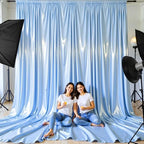 30x10ft Blue Glitter Backdrop Curtain for Parties, Wrinkle Free Satin Photo Backdrop Drapes 6 Panels 5x10FT, alternate view 7
