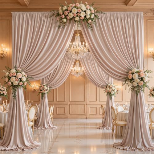 30x10ft Blush Nude Backdrop Curtain Panels for Parties - Wrinkle Free Polyester Photo Curtain Backdrop Wedding