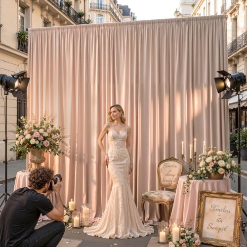 30x10ft Blush Nude Backdrop Curtain Panels for Parties - Wrinkle Free Polyester Photo Curtain Backdrop Wedding, alternate