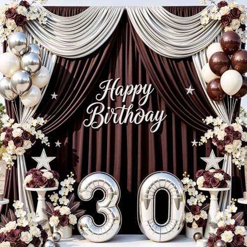 30x10ft Brown Backdrop Curtains for Parties, 6 Panels 5x10ft Wrinkle-Free Polyester Background Curtains for, alternate view 3