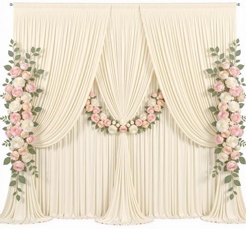 30x10ft Champagne Backdrop Curtain for Parties Wrinkle Free Fabric Backdrop Curtain Wedding Photo Backdrop