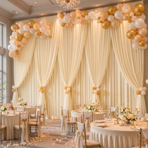 30x10ft Champagne Backdrop Curtain Panels for Parties - Wrinkle Free Polyester Photo Curtain Backdrop Wedding, alternate view
