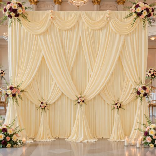 30x10ft Champagne Backdrop Curtain Panels for Parties - Wrinkle Free Polyester Photo Curtain Backdrop Wedding, alternate view