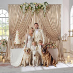 30x10FT Champagne Sequin Backdrop Curtains Wrinkle Free Drapes for Wedding in 30x10FT, alternate view 2