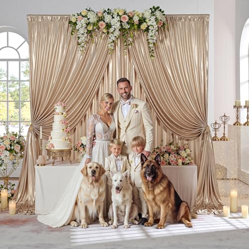 30x10FT Champagne Sequin Backdrop Curtains Wrinkle Free Drapes for Wedding in 30x10FT, alternate view 2