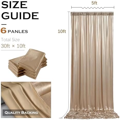 30x10FT Champagne Sequin Backdrop Curtains Wrinkle Free Drapes for Wedding in 30x10FT, alternate view 4