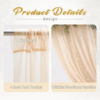 30x10ft Champagne Tulle Backdrop Curtain with Lights String for Parites, Sheer Photo Backdrop Curtains with, alternate view 2