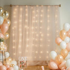 30x10ft Champagne Tulle Backdrop Curtain with Lights String for Parites, Sheer Photo Backdrop Curtains with, alternate view 5