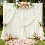30x10ft Cream Backdrop Curtain Panels for Parties - Wrinkle Free Polyester Photo Curtain Backdrop Wedding Back