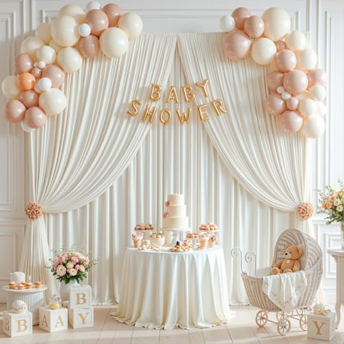 30x10ft Cream Backdrop Curtain Panels for Parties - Wrinkle Free Polyester Photo Curtain Backdrop Wedding Back, alternate
