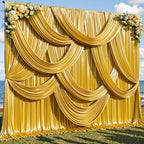 30x10ft Dark Gold Glitter Backdrop Curtain for Parties, Wrinkle Free Satin Photo Backdrop Drapes 6 Panels 5x10FT