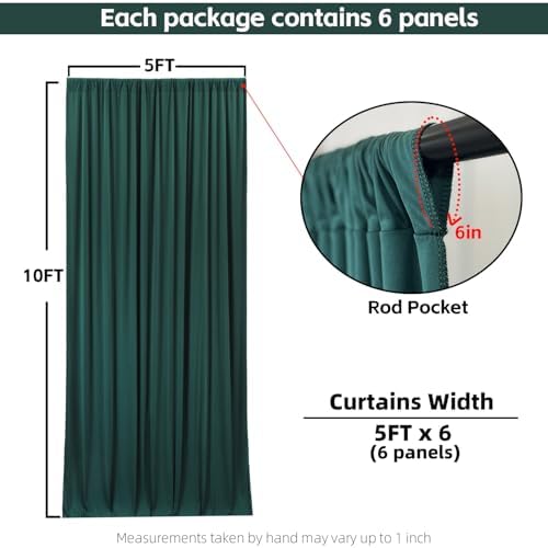 30x10FT Dark Green Backdrop Curtains for Wedding Parties, Wrinkle Free Photo Backdrop Curtains for Wedding, alternate view 4