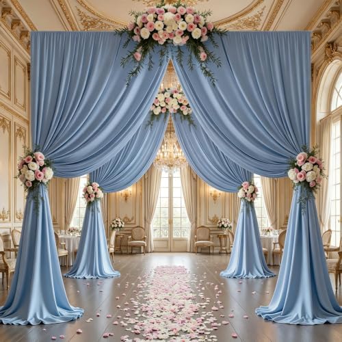 30x10ft Dusty Blue Backdrop Curtain Panels for Parties - Wrinkle Free Polyester Photo Curtain Backdrop Wedding