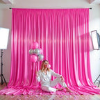30x10ft Hot Pink Glitter Backdrop Curtain for Parties, Wrinkle Free Satin Photo Backdrop Drapes 6 Panels 5x10FT, alternate