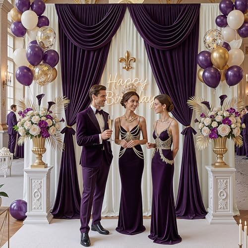 30x10ft Ivory Backdrop Curtains for Parties, 6 Panels 5x10ft Wrinkle-Free Polyester Background Curtains for, alternate view 2