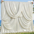 30x10ft Ivory Glitter Backdrop Curtain for Parties, Wrinkle Free Satin Photo Backdrop Drapes 6 Panels 5x10FT