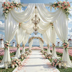 30x10ft Ivory Glitter Backdrop Curtain for Parties, Wrinkle Free Satin Photo Backdrop Drapes 6 Panels 5x10FT, alternate view