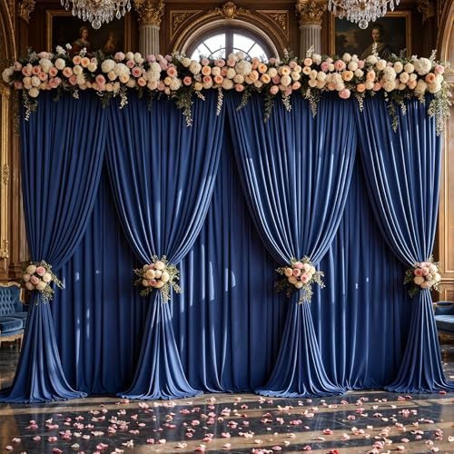 30x10ft Navy Blue Backdrop Curtain Panels for Parties - Wrinkle Free Polyester Photo Curtain Backdrop Wedding, alternate view