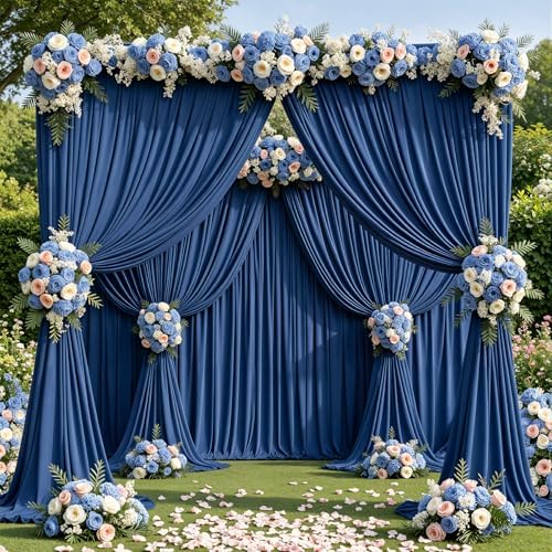30x10ft Navy Blue Backdrop Curtain Panels for Parties - Wrinkle Free Polyester Photo Curtain Backdrop Wedding, alternate view
