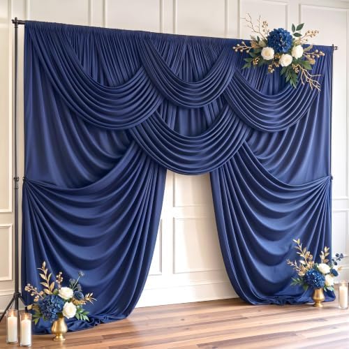 30x10ft Navy Blue Backdrop Curtain Wrinkle Free Photo Backdrop Drapes for Wedding Party Birthday Baby Shower