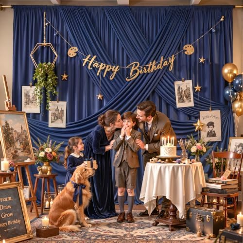 30x10ft Navy Blue Backdrop Curtain Wrinkle Free Photo Backdrop Drapes for Wedding Party Birthday Baby Shower, alternate view