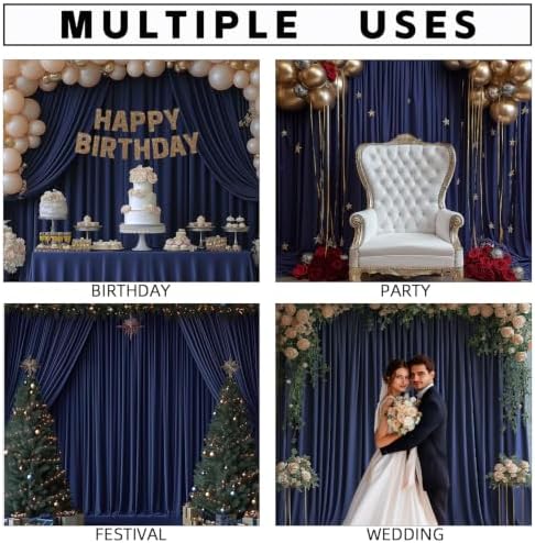 30x10FT Navy Blue Backdrop Curtains for Wedding Parties, Wrinkle Free Photo Backdrop Curtains for Wedding, alternate view 2