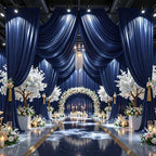 30x10ft Navy Blue Glitter Backdrop Curtain for Parties, Wrinkle Free Satin Photo Backdrop Drapes 6 Panels 5x10FT, alternate