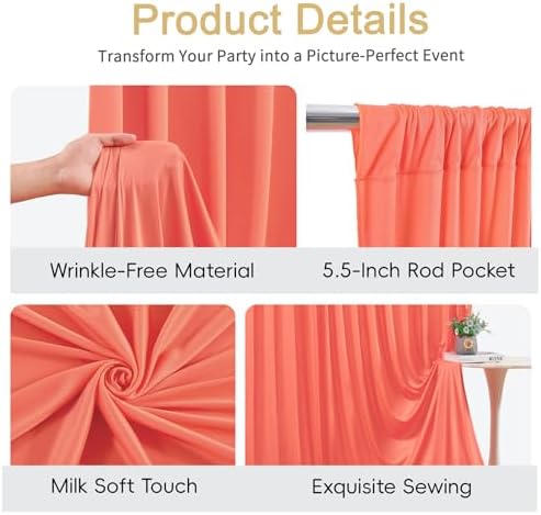 30x10ft Orange Backdrop Curtain for Parties Wrinkle Free Fabric Backdrop Curtain Wedding Photo Backdrop Drapes, alternate