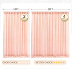 30x10ft Peach Tulle Backdrop Curtain with Lights String for Parites, Sheer Photo Backdrop Curtains with Lights, alternate