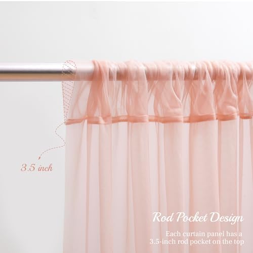 30x10ft Peach Tulle Backdrop Curtain with Lights String for Parites, Sheer Backdrop Curtains for Wedding Baby, alternate view