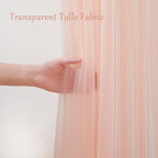 30x10ft Peach Tulle Backdrop Curtain with Lights String for Parites, Sheer Backdrop Curtains for Wedding Baby, alternate view