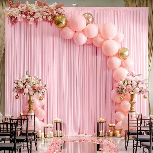 30x10ft Pink Backdrop Curtain Panels for Parties - Wrinkle Free Polyester Photo Curtain Backdrop Wedding Back, alternate view