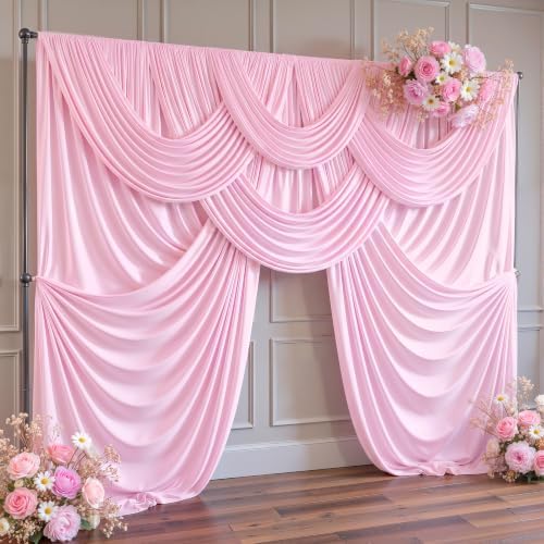 30x10ft Pink Backdrop Curtain Wrinkle Free Photo Backdrop Drapes for Wedding Party Birthday Baby Shower