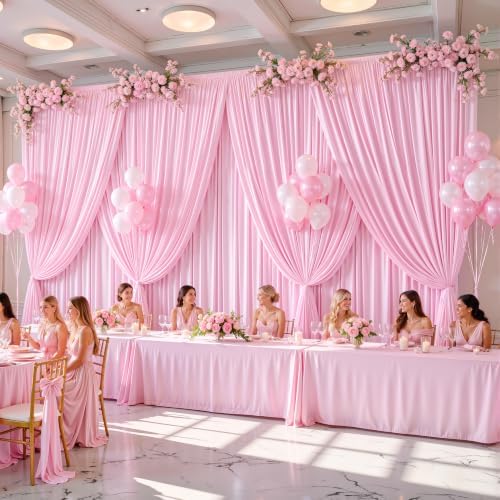 30x10ft Pink Backdrop Curtain Wrinkle Free Photo Backdrop Drapes for Wedding Party Birthday Baby Shower, alternate view 2