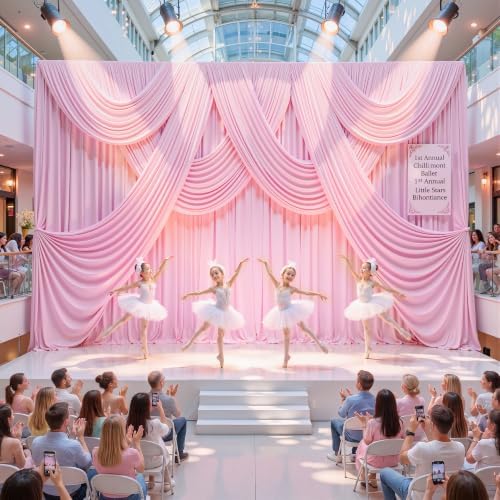 30x10ft Pink Backdrop Curtain Wrinkle Free Photo Backdrop Drapes for Wedding Party Birthday Baby Shower, alternate view 3