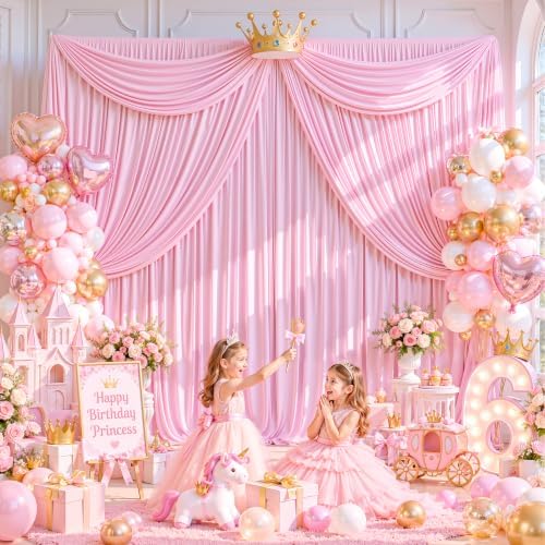30x10ft Pink Backdrop Curtain Wrinkle Free Photo Backdrop Drapes for Wedding Party Birthday Baby Shower, alternate view 4